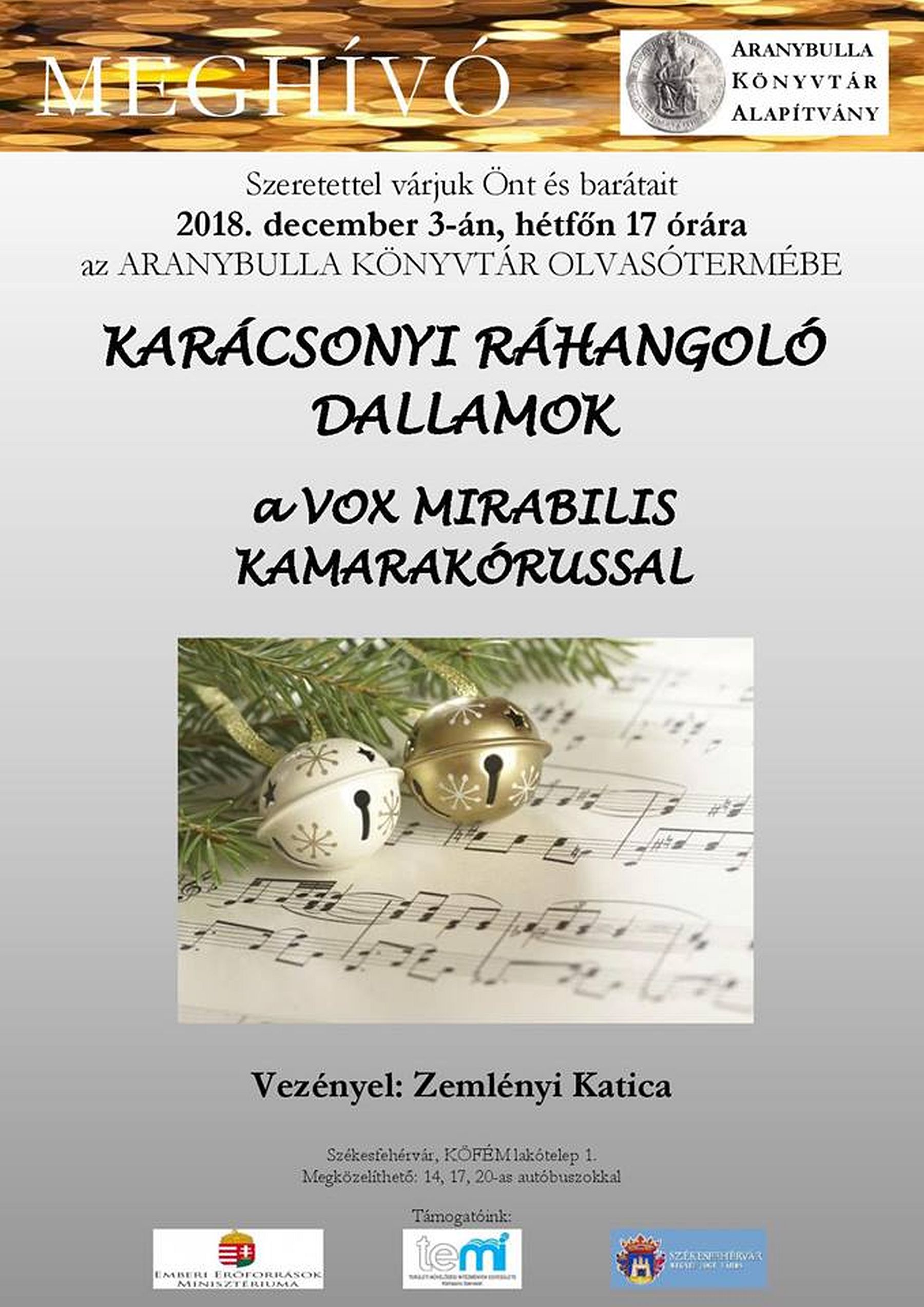 Karácsonyi dallamok az Aranybulla Könyvtárban a Vox Mirabilis kórussal